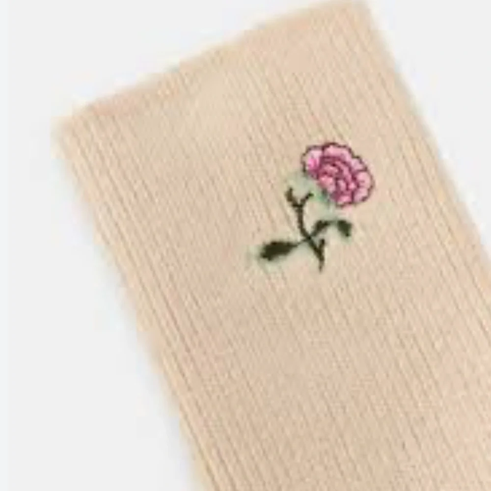 Zara NWT combined leather wool gloves with floral embroidery 1023/278